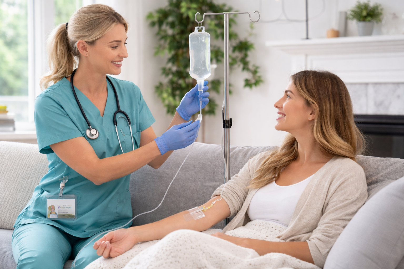 Mobile IV hydration setup